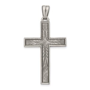 Sterling Silver Antiqued Polished and Brushed Latin Cross Pendant QQC8262