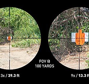 Monstrum 3-9x32 AO Rifle Scope with Illuminated Range Finder Reticle and Parallax Adjustment | ZR250 H-Series Offset Scope Mount | Monstrum Flip Up Lens Cover Set | Bundle