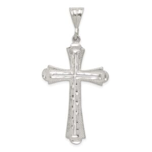 sterling silver diamond-cut cross pendant 57mm 27mm style qc1870