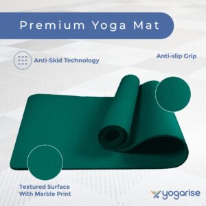 Yogarise Yoga mat for Men and Women, Premium Exercise Mat for Home Workout, Anti Slip Yoga Mat Workout, Gym Mat for Workout at Home with Bag and Strap (Bottle Green, 4mm)