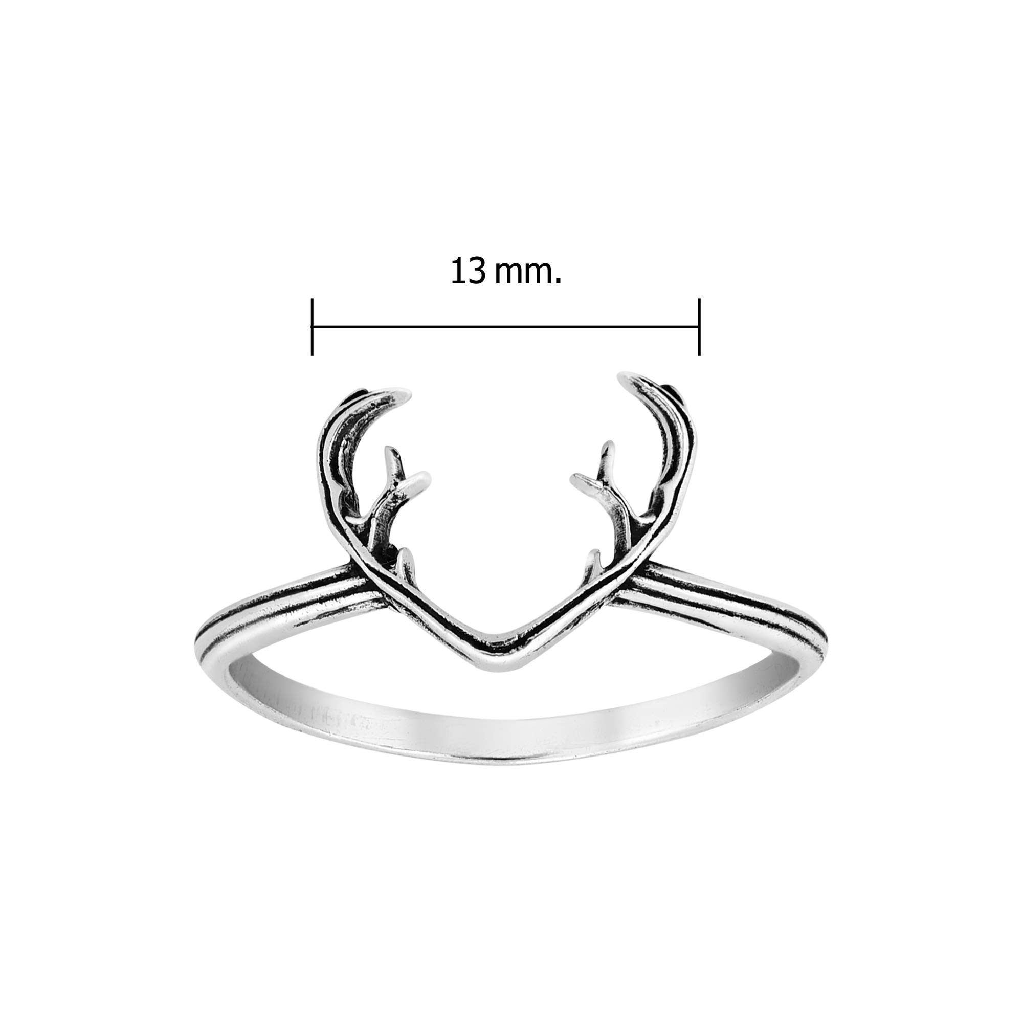 AeraVida Spirit of the Forest Mesmerizing Deer Antler .925 Sterling Silver Band Ring (8) | Minimalist Animal Ring | Sterling Silver Deer Antler Ring