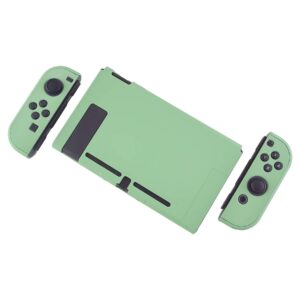 eXtremeRate PlayVital Back Cover for Nintendo Switch Console, NS Joycon Handheld Controller Separable Protector Hard Shell, Customized Dockable Protective Case for Nintendo Switch - Matcha Green