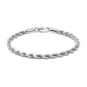 lecalla 925 sterling silver italian diamond-cut braided rope chain bracelet for teen and women 6.5 inches