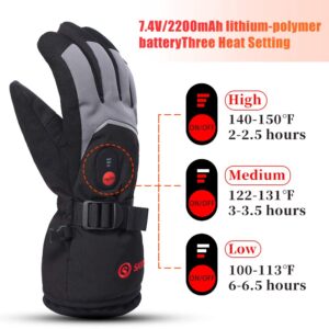 Rechargeable Heated Gloves Battery Electric Ski Gloves with 3 Heating Levels Touchscreen Waterproof Gloves for Men & Women