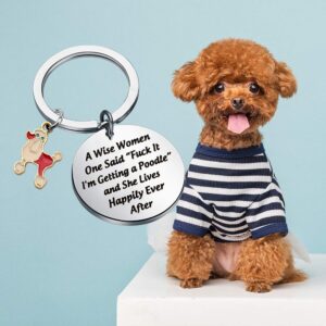 TGBJE Poodle Gift Poodle Mom Gift A Wise Woman Getting A Poodle and She Lived Happily Ever After Gift for Poodle Lover (Poodle Keychain)