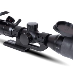 Monstrum 3-9x32 Rifle Scope with Rangefinder Reticle | ZR250 H-Series Offset Scope Mount | Monstrum Flip Up Lens Cover Set | Bundle