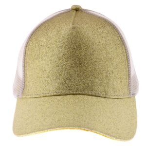 Anna-Kaci Womens Baseball Cap Glitter Ponytail Hat High Messy Bun Ponycap Trucker Dad Hat, Gold