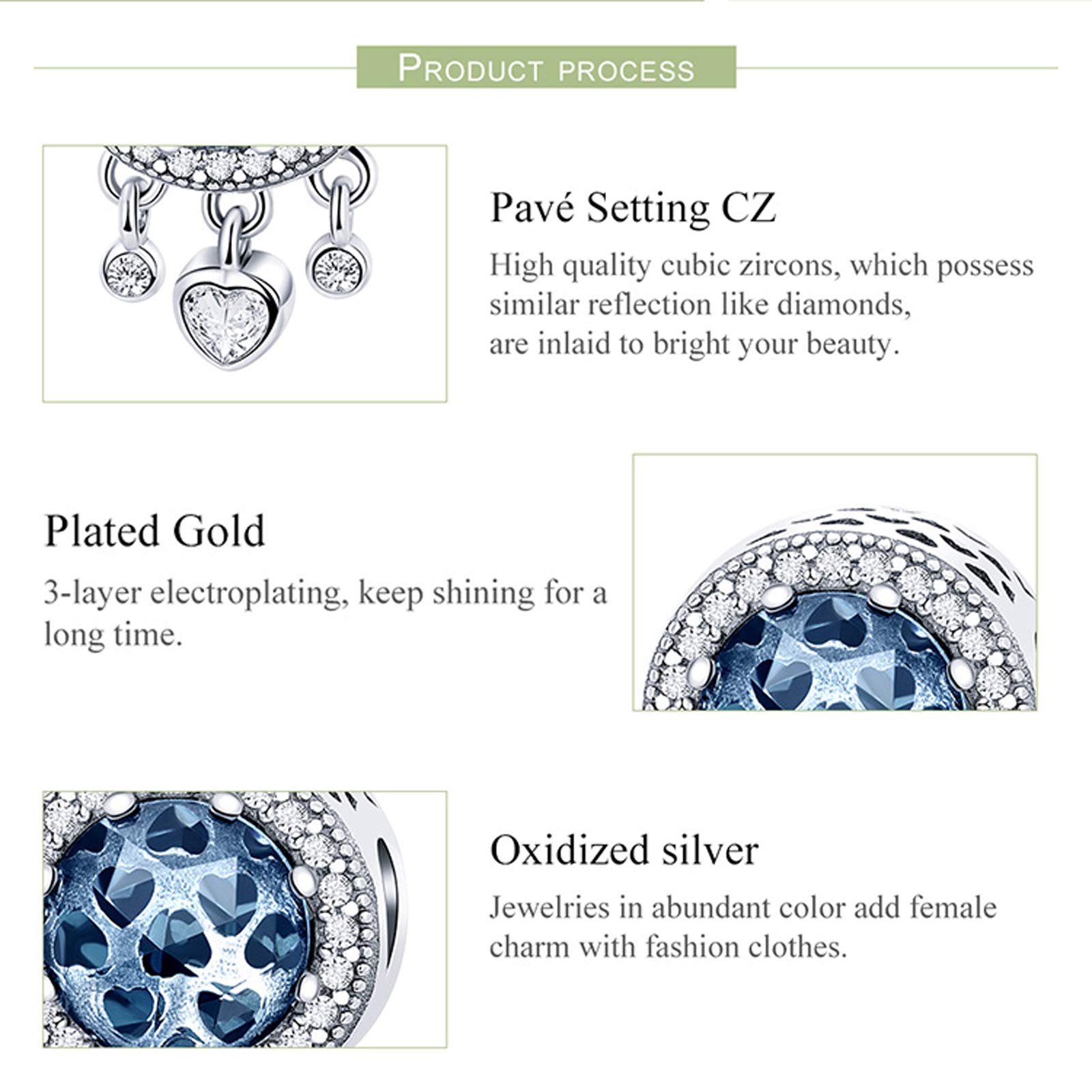 Birthstone Charm Fit Pandora Charms Bracelet and Necklace Gifts for Women Sparkling Birthstones Zircon Paved