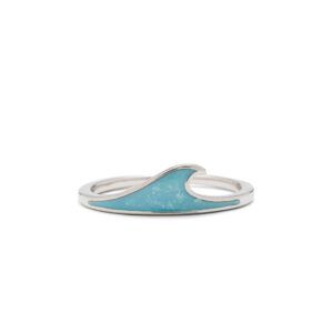 Pura Vida Silver-Plated Enamel Wave Stackable Ring - Brass Band, Size 6