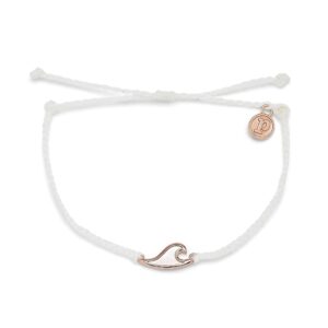 Pura Vida Rose Gold Mother of Pearl Wave Bracelet - 100% Waterproof, Adjustable Band - White