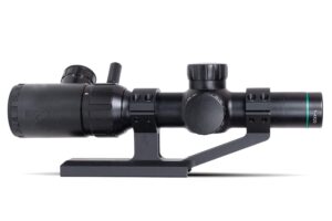 monstrum 1-4x20 rifle scope with rangefinder reticle | zr255 h-series offset scope mount | bundle