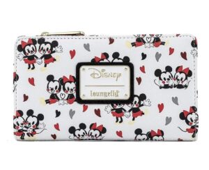 loungefly disney mickey and minnie mouse love aop faux leather wallet