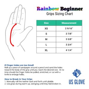 US Glove Rainbow Beginner Palm Grips - Gymnastics Palm Guard - Weight Gymnastics Bar Lifting Hand Grips - Rip and Blister Protective Hand Gripper - Made in The USA