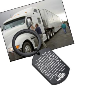 WSNANG Truck Driver Gifts Keep Me Safe Get Me Home Trucker's Prayer Keychain Gift for Truck Drivers Dad Husband (Trucker's Prayer Black DT)