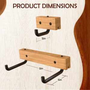 Guitar Hanger Wall Mount Horizontal - Tilted Display Ukulele, Bass, Electric Guitar, Banjo at a Slanted Angle (Country Classic)