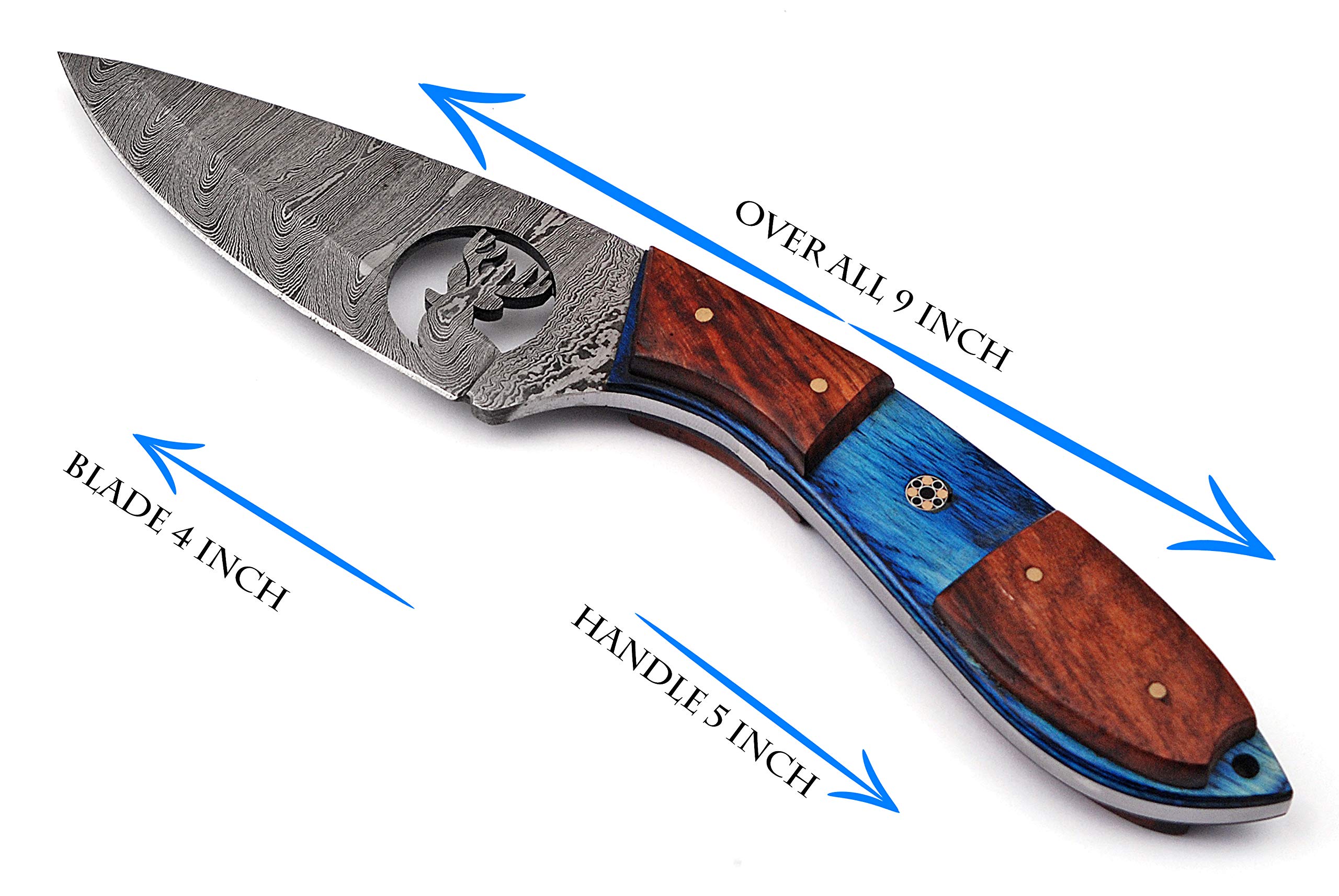 TMBrands Damascus Hunting Knife - Handmade Knife, Hand forged Fixed Blade Knife, Camping Knife & gift Knives - Hunting Knives & Bowie Knives with Rose Wood Handle & Knife Sheath