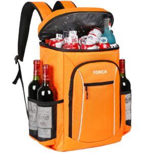 forich cooler backpack portable soft backpack coolers insulated leak proof large cooler bag for men women to work travel beach camping hiking picnic fishing beer bottle, 30 cans (x - orange)