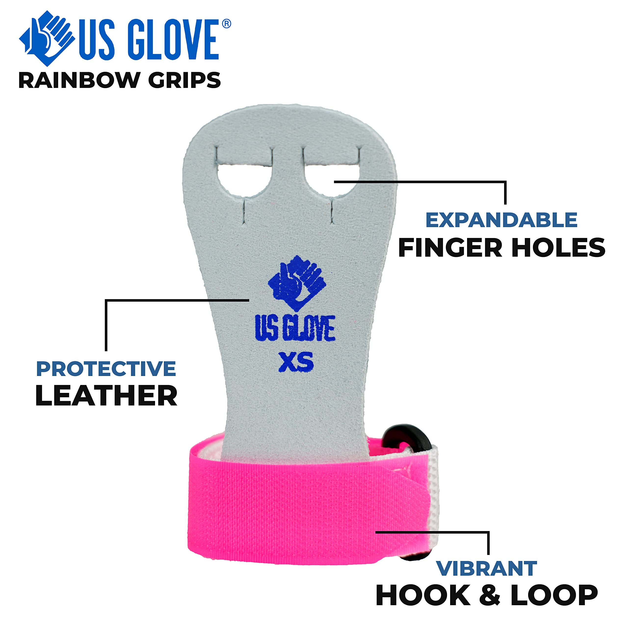 US Glove Rainbow Beginner Palm Grips - Gymnastics Palm Guard - Weight Gymnastics Bar Lifting Hand Grips - Rip and Blister Protective Hand Gripper - Made in The USA