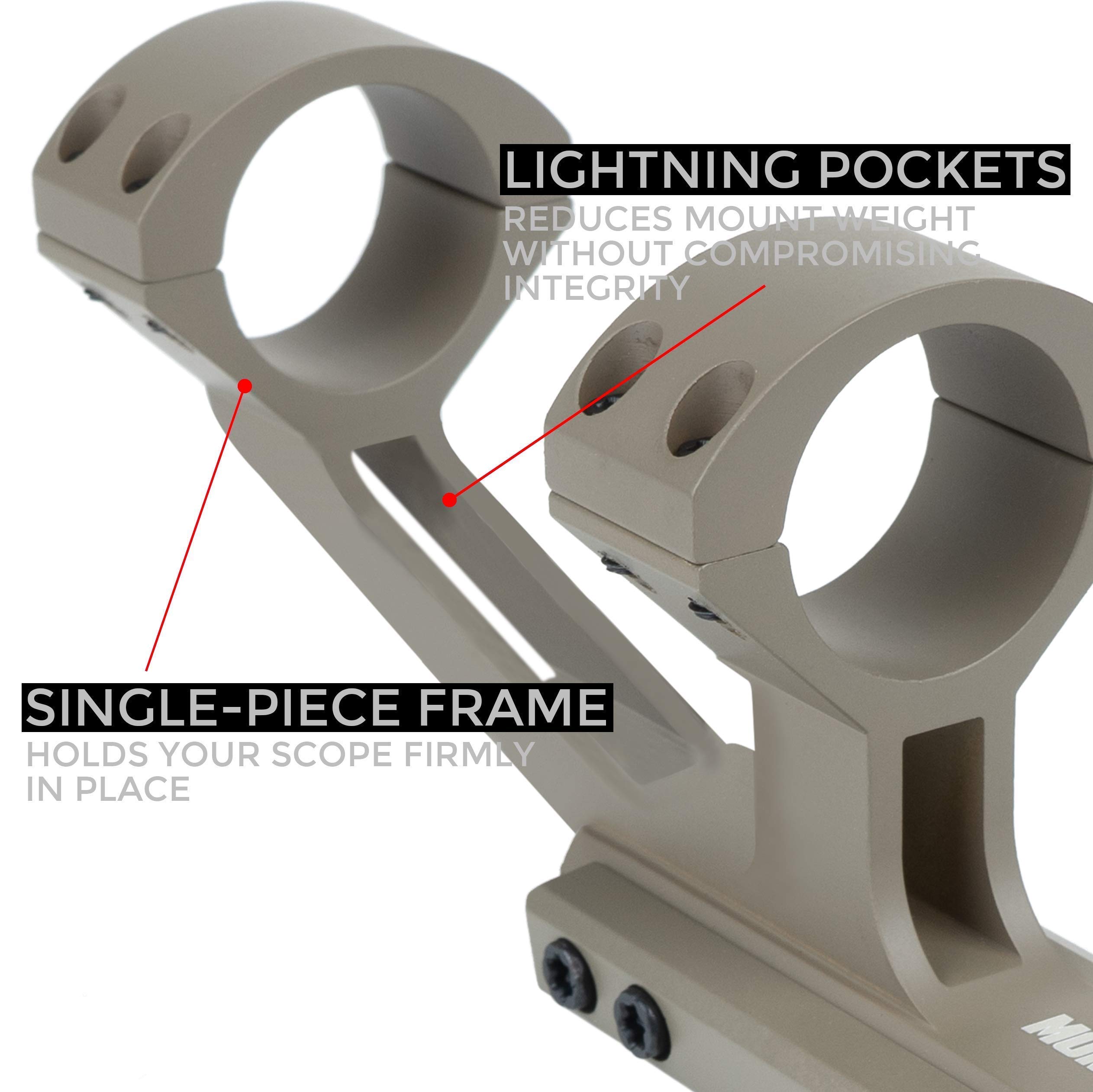 Monstrum Alpha Series 1-4x24 First Focal Plane FFP Rifle Scope | ZR305 H-Series Offset Scope Mount | Flat Dark Earth | Bundle