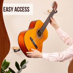 Guitar Hanger Wall Mount Horizontal - Tilted Display Ukulele, Bass, Electric Guitar, Banjo at a Slanted Angle (Country Classic)