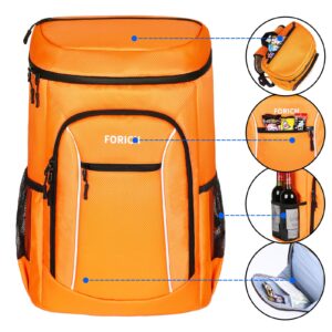 FORICH Cooler Backpack Portable Soft Backpack Coolers Insulated Leak Proof Large Cooler Bag for Men Women to Work Travel Beach Camping Hiking Picnic Fishing Beer Bottle, 30 Cans (X - Orange)