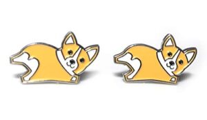 corgi stud earrings for women, teens and girls