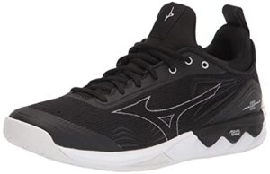 mizuno 2 wave luminous women's volleyball shoe 9 (0900), black/white, 9