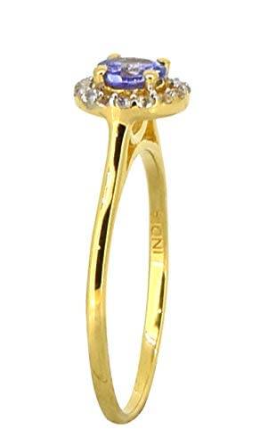 YoTreasure 18kt Gold Over Silver Tanzanite and White Topaz Women's Engagement Ring