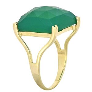 YoTreasure 18kt Gold Over Silver Green Onyx Vintage Solitaire Bold Ring