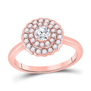 fb jewels 14kt rose gold round diamond double halo bridal wedding engagement ring 3/4 cttw size 8