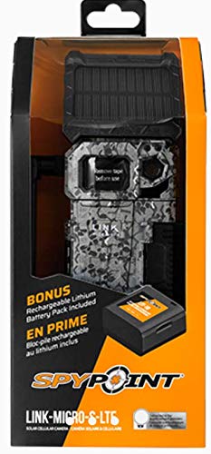 SPYPOINT Link-Micro-S-LTE Nationwide IR Rechargable Battery Solar Panel Cellular Trail Camera with SB-300s Lock Box and Python Cable (Trail Camera, Steel Box, Locking Cable)