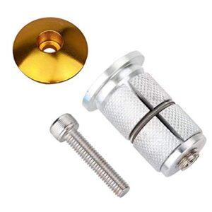 Free-fly Bike Stem Headset Top Cap,Aluminum Alloy Bicycle Headset Top Cap Bike Fork Expander Bung Plug (Gold)