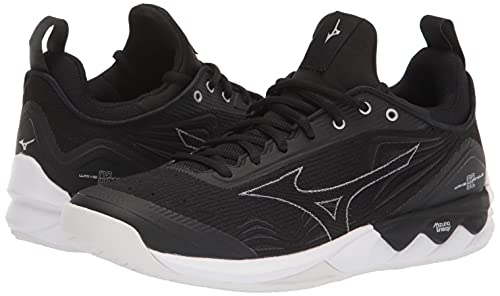 Mizuno 2 Wave Luminous Women's Volleyball Shoe 9 (0900), Black/White, 9