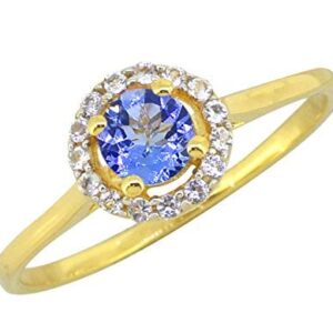 YoTreasure 18kt Gold Over Silver Tanzanite and White Topaz Women's Engagement Ring