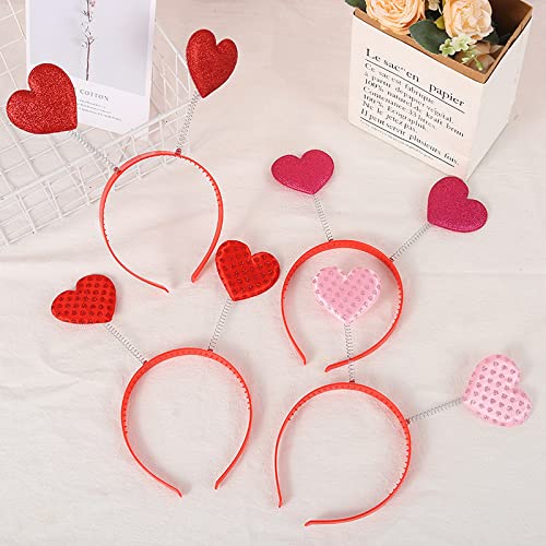 Hosfairy 2Pcs Red Love Heart Shaped Headbands Valentine's Day Hair Hoop Hair Loop Hair Clasp Hair Band Hair Accessories Dress Accessories for Valentine Party Props