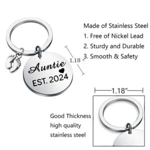 BNQL New Auntie Gifts Keychain Auntie EST 2024 Keychain Aunt Keychain Jewelry Gifts for New Aunt First Time Aunt Gifts (keychain)