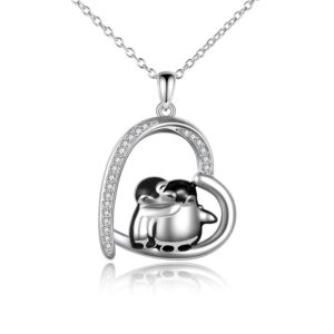 penguin necklace penguin gifts 925 sterling silver hugging penguins cute animal christmas jewelry for women sister mom mother