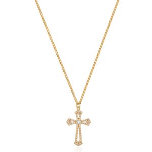 LOYATA 14K Gold Plated Cross Necklace for Women Dainty Flat Guide Cross Pendant Necklace Simple Tiny Necklace Jewelry Gift