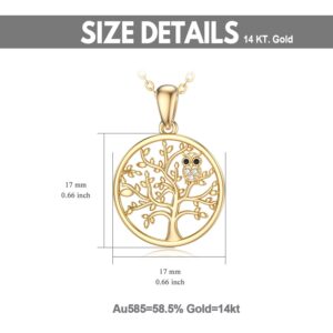 14k Solid Gold Tree of Life Necklaces for Women - owl Moissanite Necklaces Gold Jewelry Present for Wife Girlfriend Mother-1087