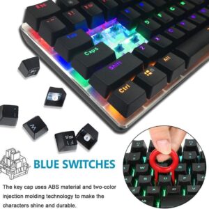 LexonElec Wireless Mechanical Keyboard,Two Mode BT5.0/USB-C 82 Keys Bluetooth Mechanical Keyboard,Rainbow LED Backlit,Compact Gaming Keyboard for Windows Mac PC Gamer(Black)