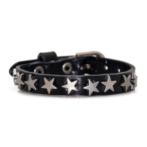 mgutillart punk vintage alloy belt buckle bracelet star leather cuff bracelet(black)