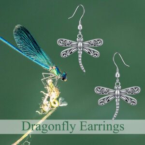 ONEFINITY Dragonfly Earrings Sterling Silver Dragonfly Dangle Drop Earrings Dragonfly Jewelry for Women