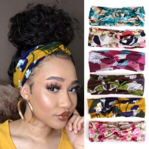 XTREND 6 Pcs Women's Headbands Twisted Cross Elastic Headbands Yoga Workout Headbands Non-Slip Sweat Soft Headbands Solid Color Simple Versatile Hair Accessory Headbands