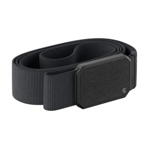 Groove Life Groove Belt Gun Metal/Stone - Men's Stretch Nylon Belt with Magnetic Aluminum Buckle, Lifetime Coverage - Large (37-40")