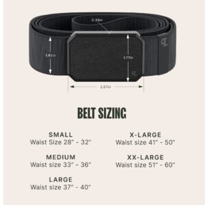 Groove Life Groove Belt Gun Metal/Stone - Men's Stretch Nylon Belt with Magnetic Aluminum Buckle, Lifetime Coverage - Large (37-40")