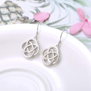 Sllaiss 925 Sterling Silver Celtic Knot Drop Earrings for Women Good Luck Irish Vintage Earrings Love Knot Round Dangle Earrings (Silver Tone)