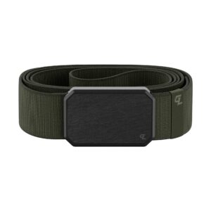 groove life groove belt gun metal/olive - men's stretch nylon belt with magnetic aluminum buckle, lifetime coverage - large (37-40")