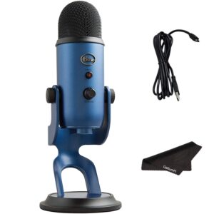 Newest Blue Yeti USB Microphone with 4 Pickup Patterns, 3 Condenser Capsules, Mic Gain Control, Adjustable Stand for Gaming, Streaming, Podcasting on PC/Mac, Midnight Blue with GalliumPi Accessories