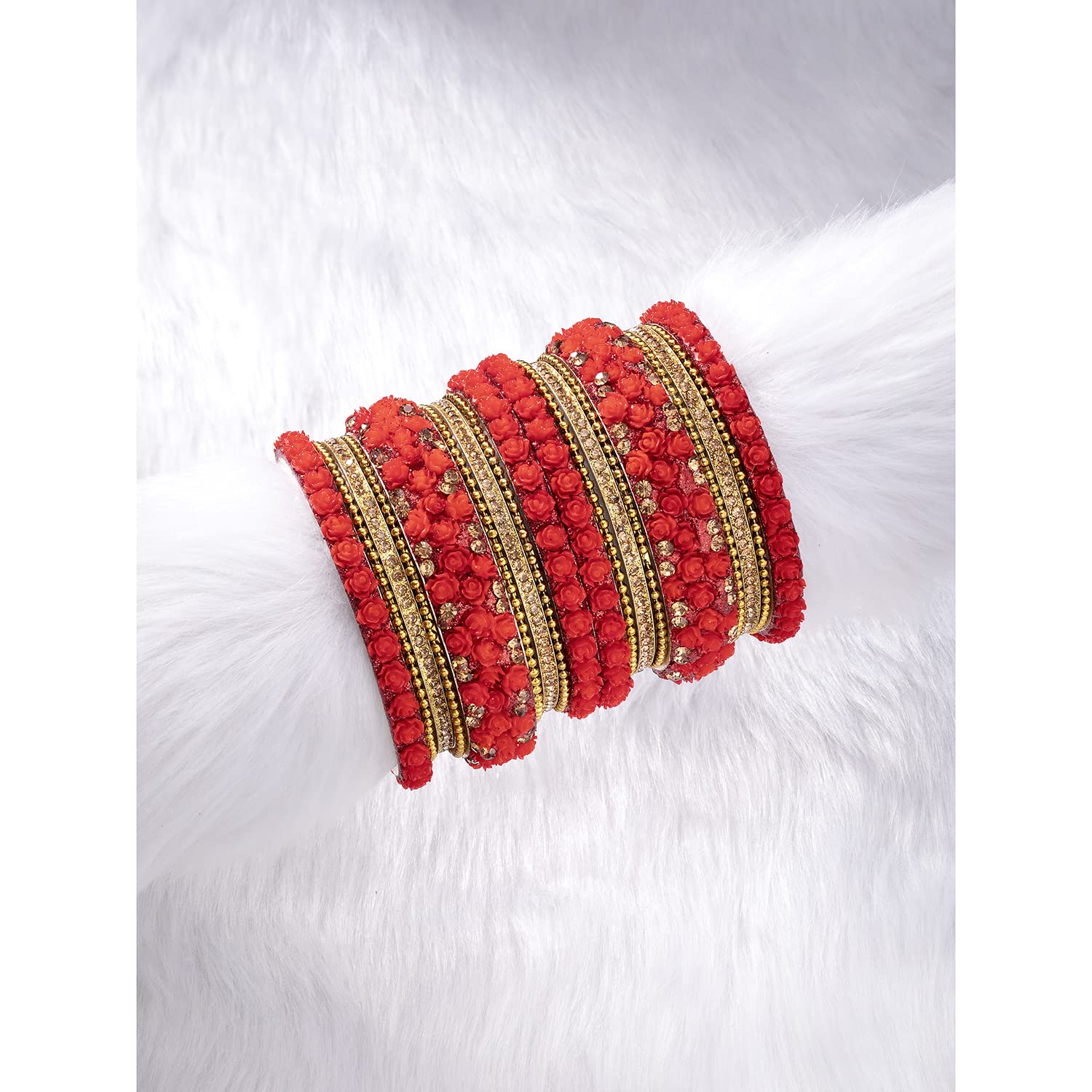 Aheli Ethnic Colorful Metal Bangles Chudha Set Stone Studded Bangle Set Indian Wedding Wear Fashion Jewelry for Women & Girls