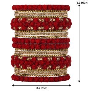 Aheli Ethnic Colorful Metal Bangles Chudha Set Stone Studded Bangle Set Indian Wedding Wear Fashion Jewelry for Women & Girls